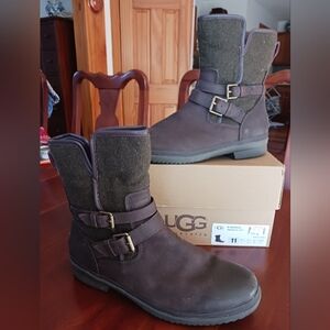 UGG Simmens Brown Buckle Boots 11 EUC